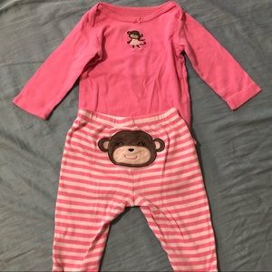3/$12 Carter’s Pink Monkey Bodysuit and Pants Set 9M